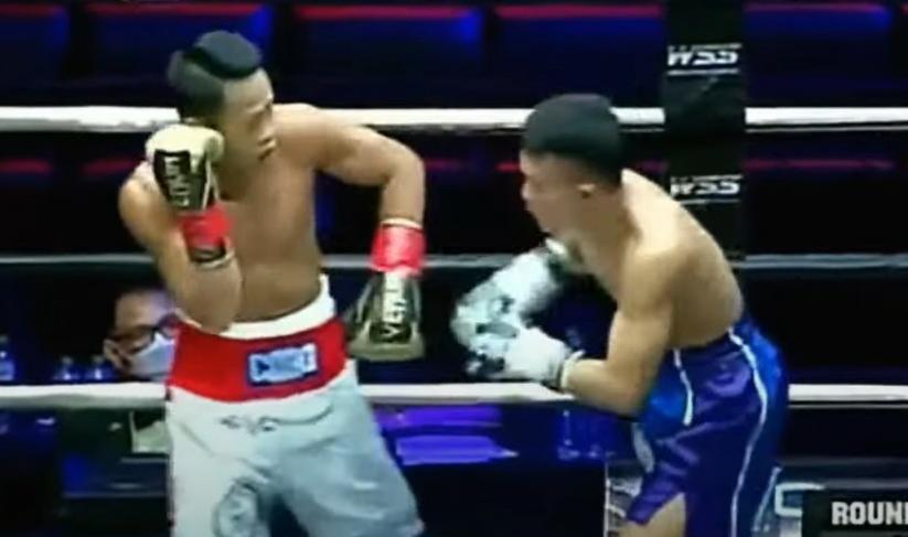 Tangkapan layar siaran langsung Kompas TV pertarungan Daud "Cino" Yordan vs Rachata Khaophimai, Jumat (19/11/2021) malam.