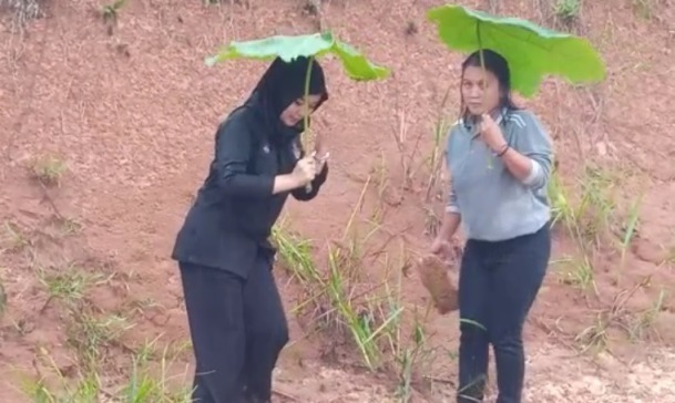 Relawan Berpayung Daun, Terobos Banjir di Sekadau