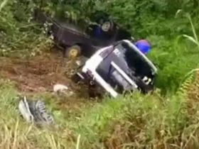 Tabrakan di Parindu, Mobil dan Pick Up Masuk Jurang