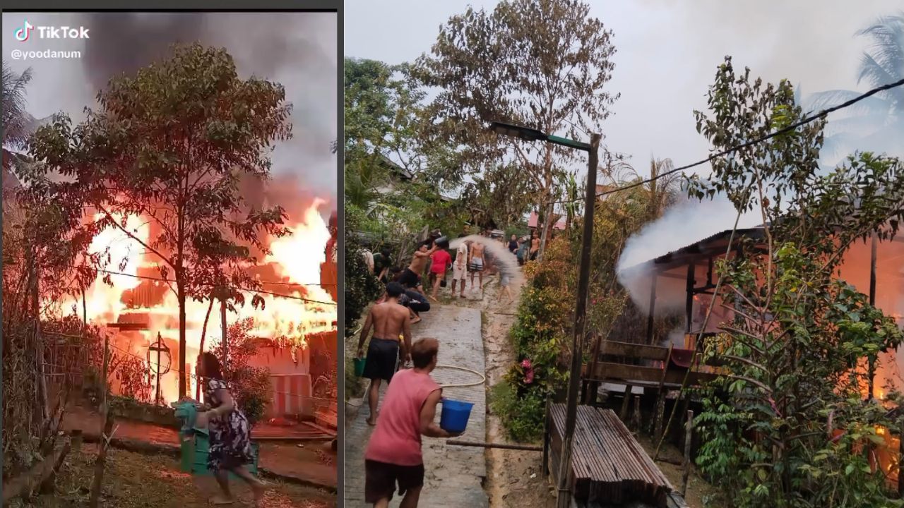 Aksi Warga Desa Buntut Purun, Kecamatan Ambalau, Kabupaten Sintang, Kalbar berusaha padamkan api (16/01/25)